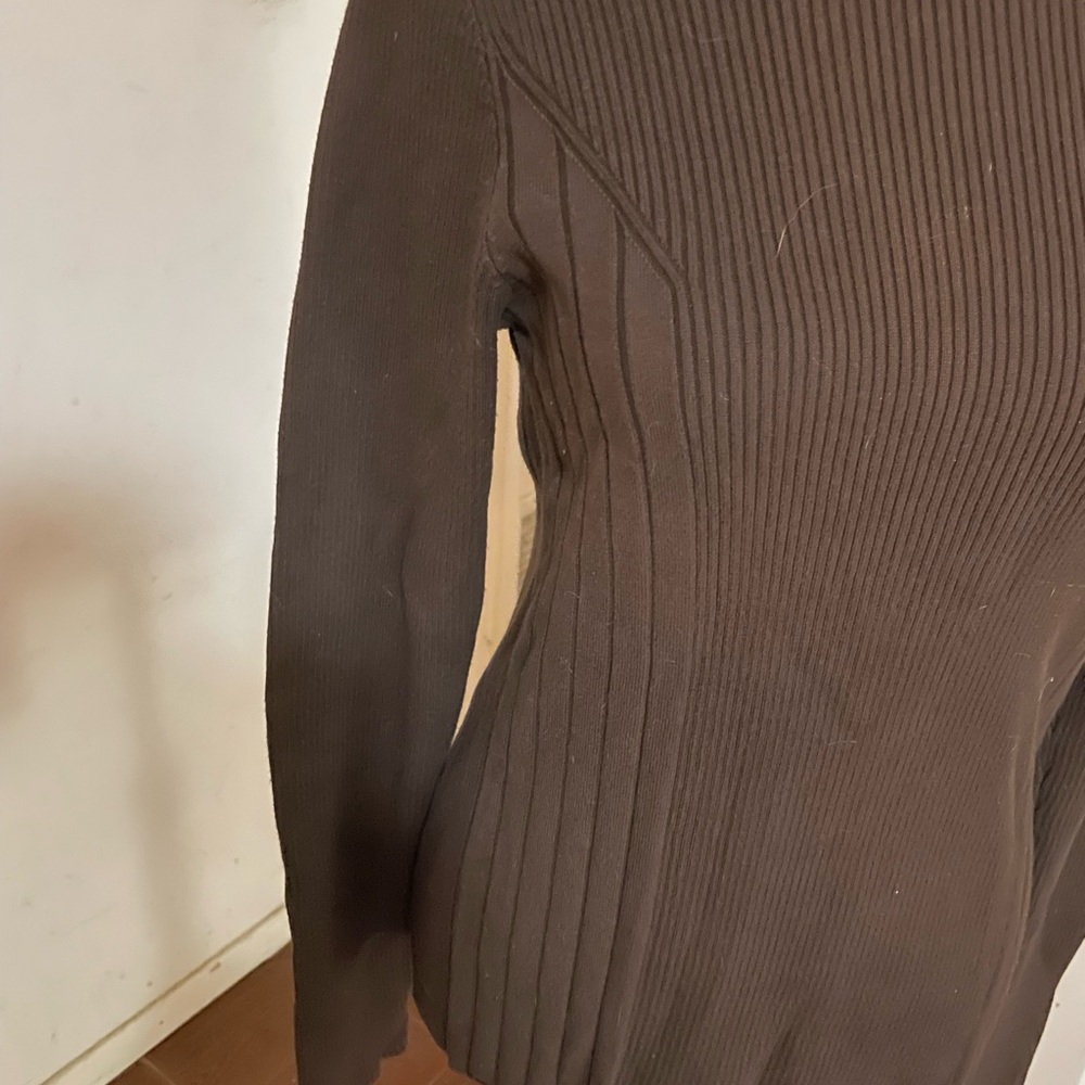 Unbranded chocolate brown ribbed design turtleneck sweater stretch size small - Picture 6 of 16